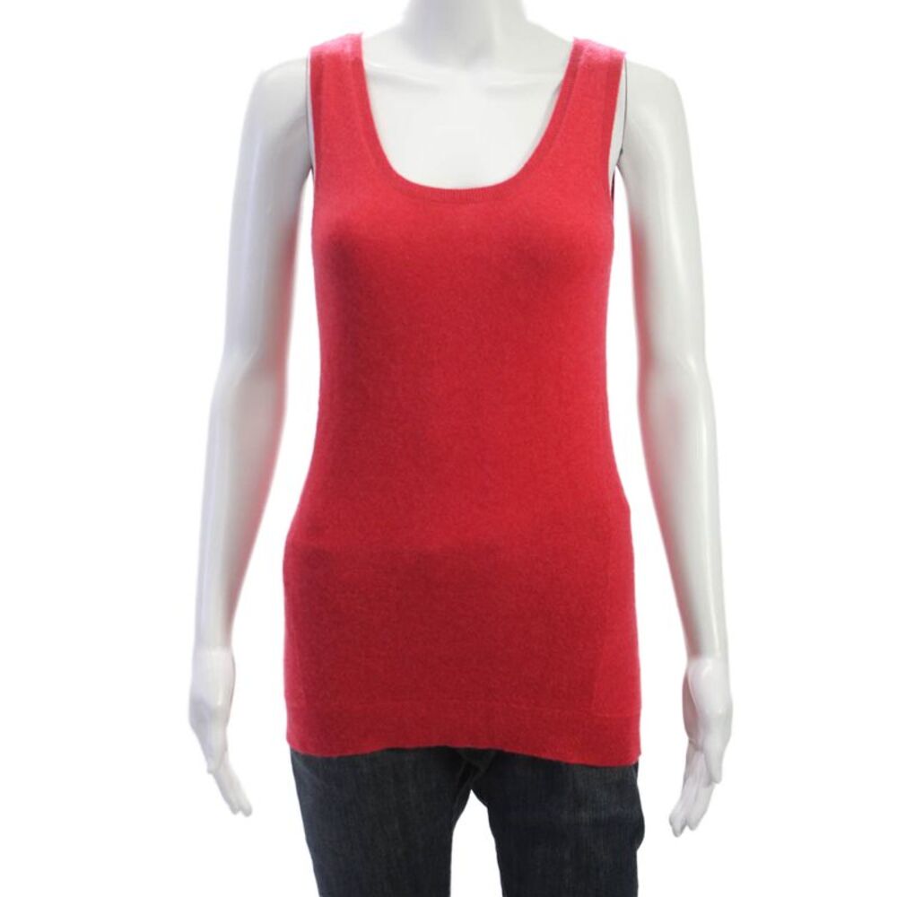Kinross Cashmere Womens Red Scoop Neck 100% Cashmere Vest Size S